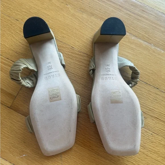 STAUD Frankie Ruched Sandal in Khaki - Picture 3 of 3